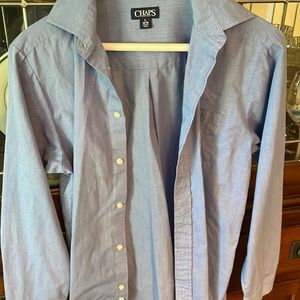 Blue button down dress shirt.